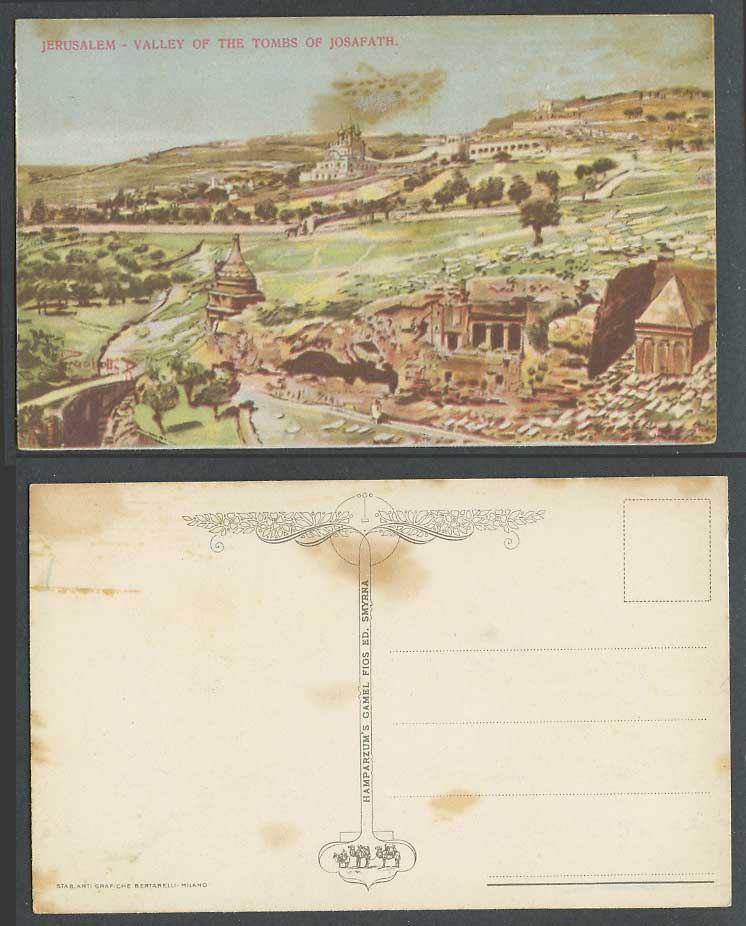 Palestine Old Colour Postcard Jerusalem Valley of The Tombs of Josafath Panorama