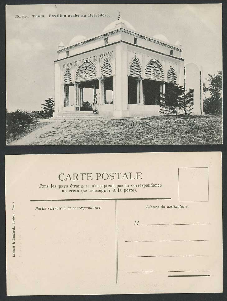 Tunisia Old Postcard Tunis Arab Pavilion Pavillon Arabe au Belvedere, Native Man