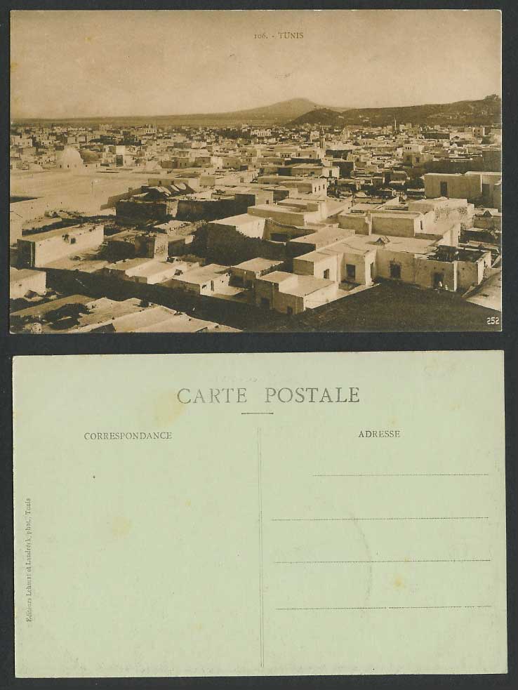 Tunisia Old Postcard Tunis General View Panorama Hills Lehnert et Landrock Phot.