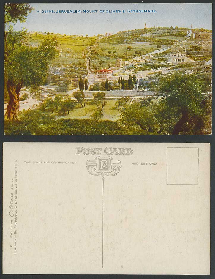 Palestine Old Postcard Jerusalem MOUNT OF OLIVES & Gethsemane Gardens, Holy Land