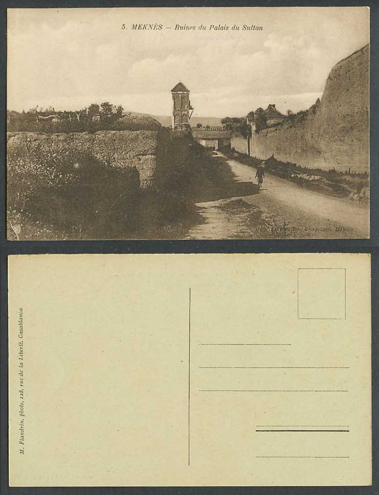 Morocco Old Postcard Meknes Ruines de Palais du Sultan Palace Ruins Bridge Tower