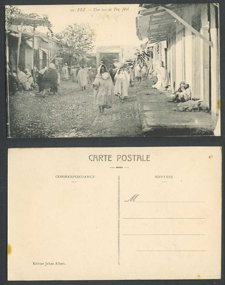Morocco Old Postcard Fes Fez Une Rue de Fez-Jdid Native Street Scene Ethnic Life