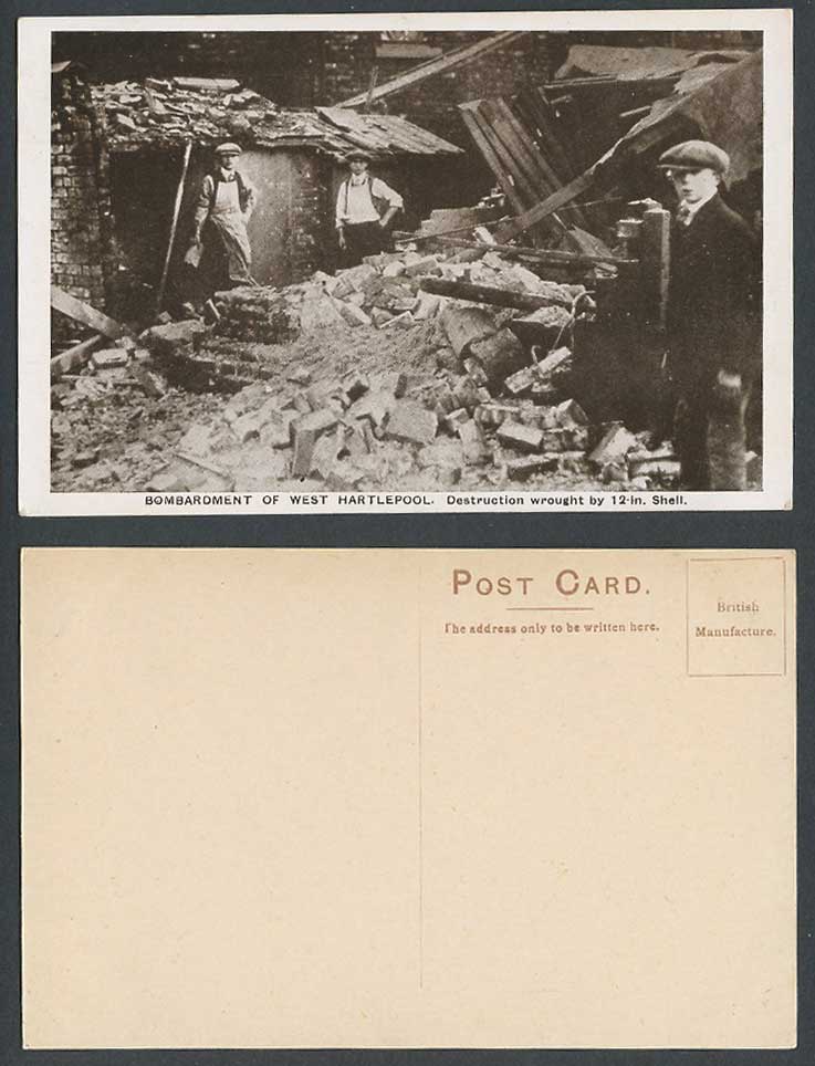 Bombardment of West Hartlepool, Destruction Wrought by 12-un. Shell Old Postcard