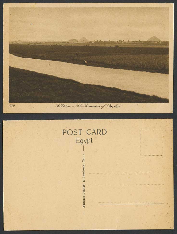 Egypt Old Postcard Sakkara Pyramids of Dashur Pyramid Dahshur River and Panorama