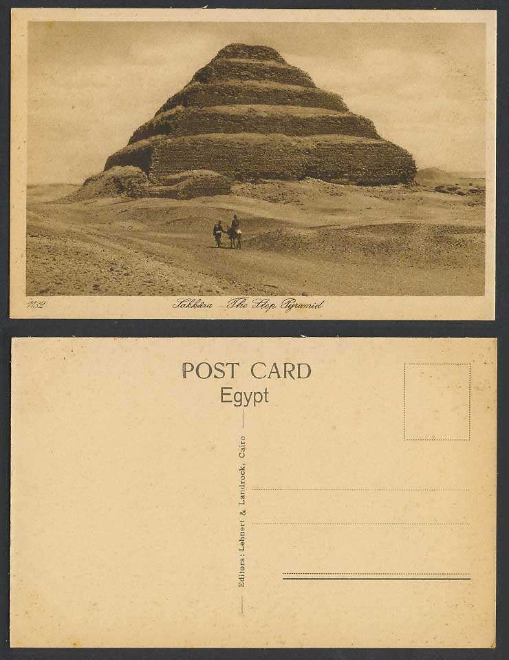 Egypt Old Postcard Cairo Step Pyramid Sakkara, Pyramide de Sakkarah, Sand Dunes