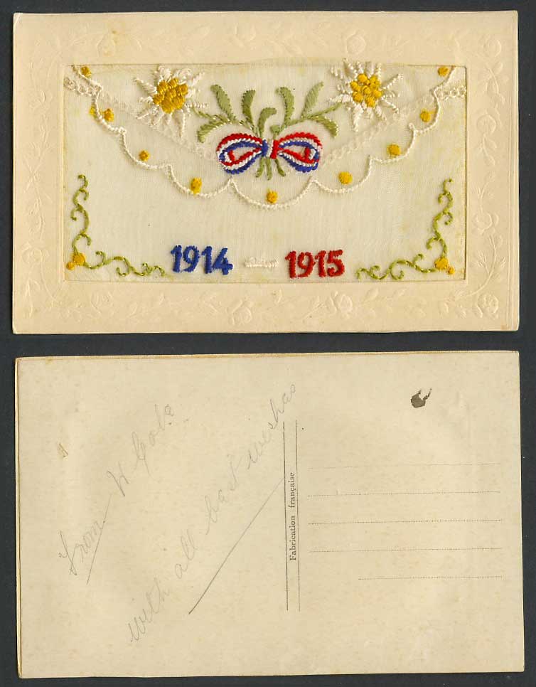 WW1 SILK Embroidered 1914-1915 Old Postcard Alpine Star Flowers Edelweiss Wallet