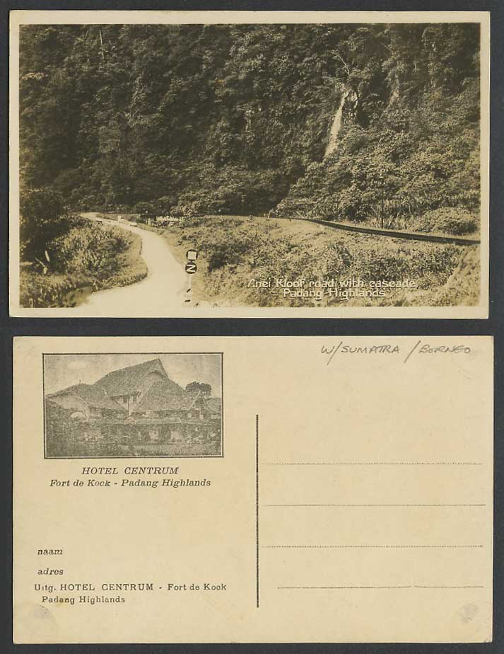 Indonesia Old RP Postcard Anei Kloof Road Cascade Padang Highlands Hotel Centrum