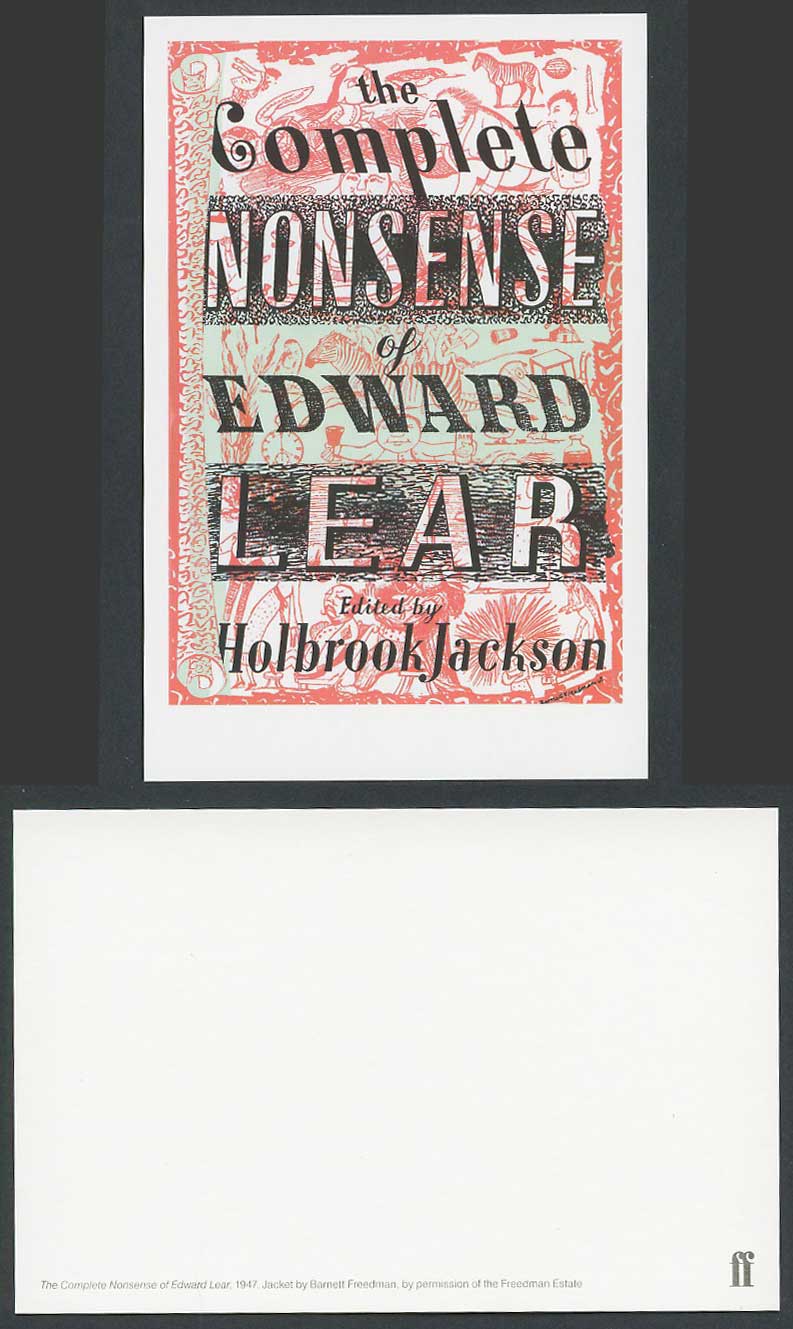 Faber Book Cover Postcard THE COMPLETE NONSENSE OF EDWARD LEAR 1947 by H Jackson