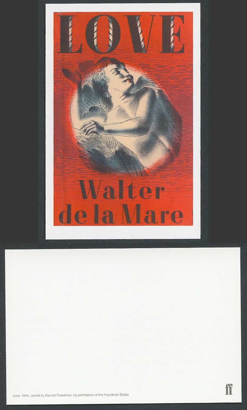 Faber Book Cover Postcard LOVE, 1943, Walter de la Mare Angel, Barnett Freedman