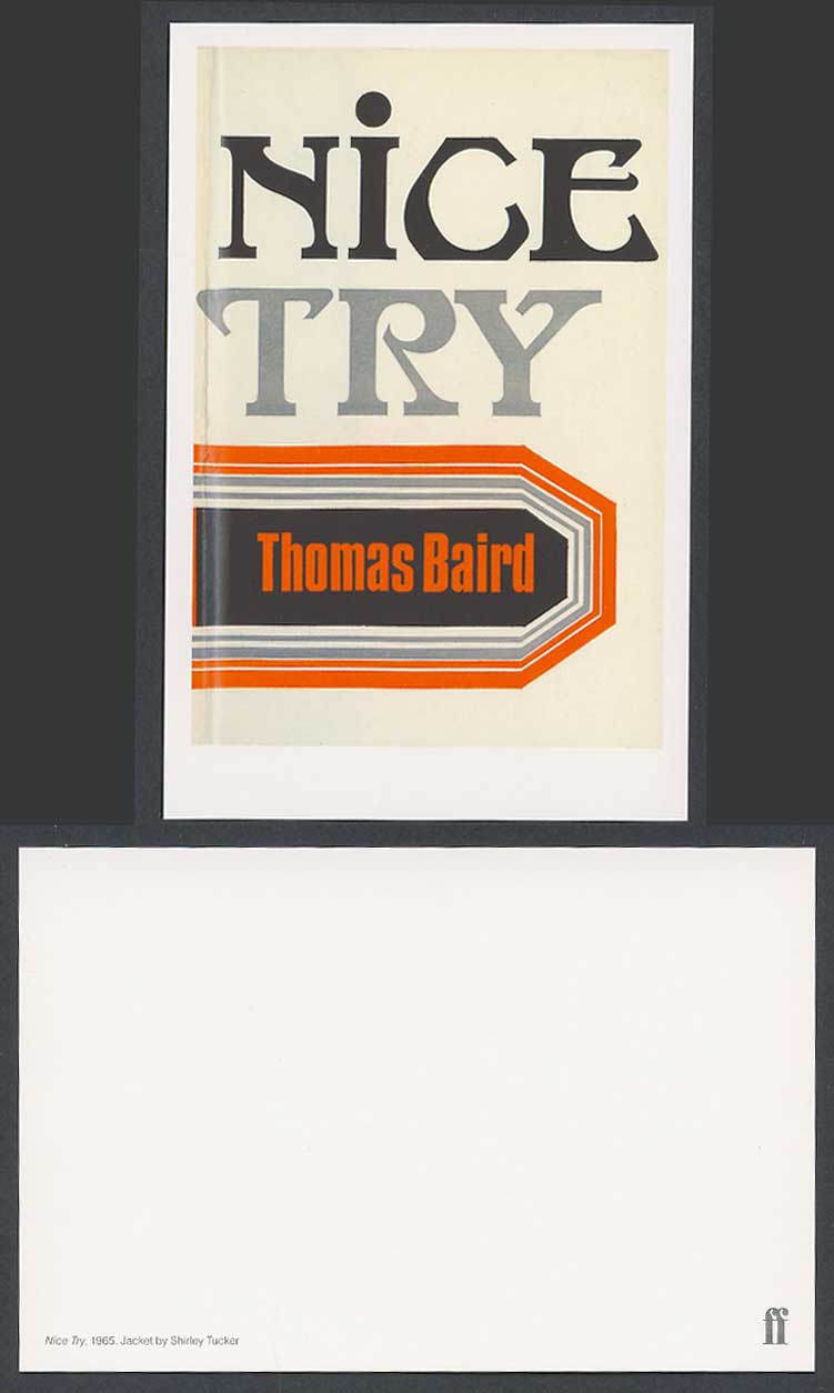 Faber Book Cover Postcard NICE TRY, 1965, Thomas Baird, Jacket by Shirley Tucker