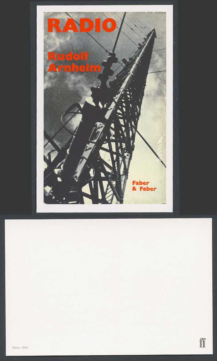 Faber Book Cover Modern Larger Postcard, Faber Book, RADIO, 1936, Rudolf Arnheim
