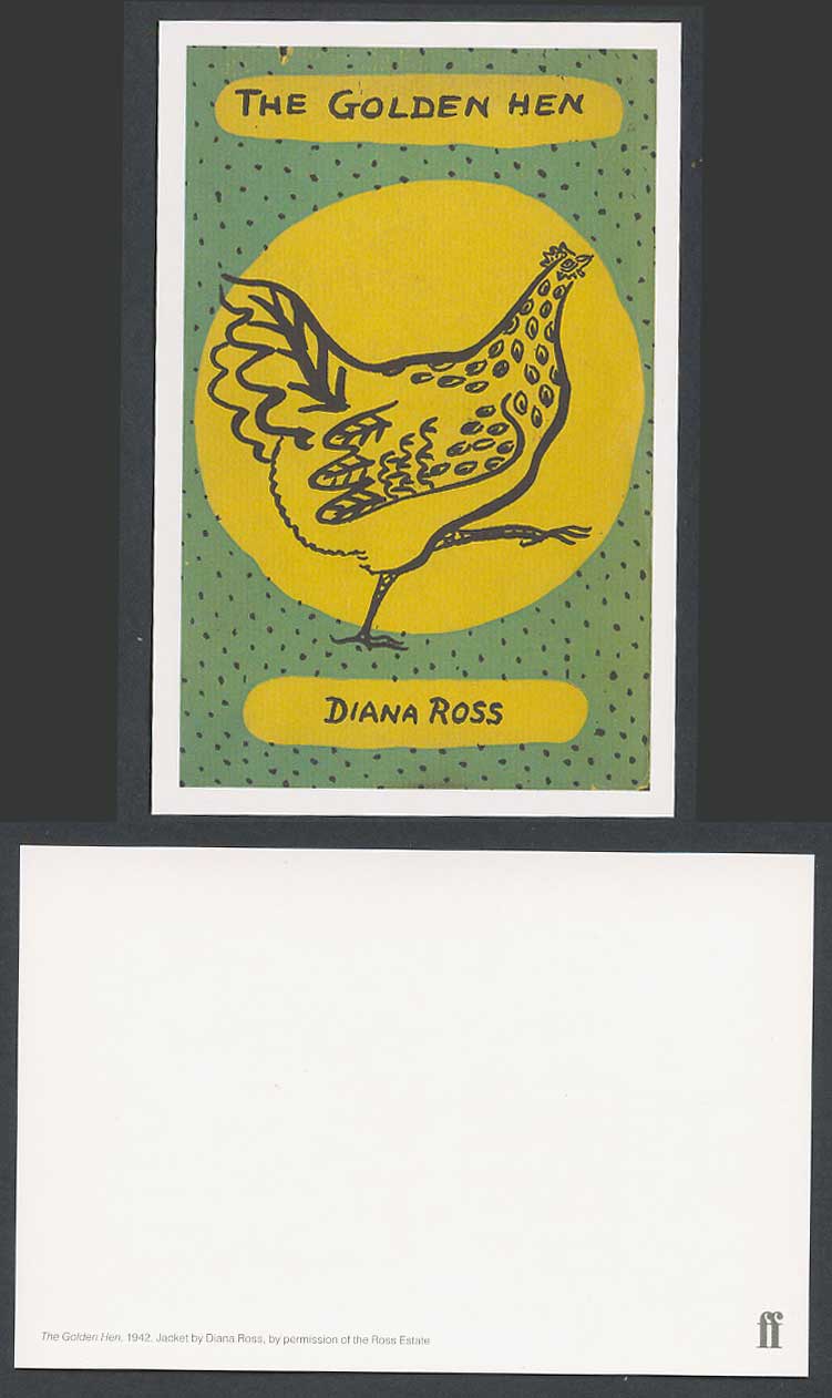 Faber Book Cover Postcard THE GOLDEN HEN 1942 Jacket by Diana Ross, Chicken Bird