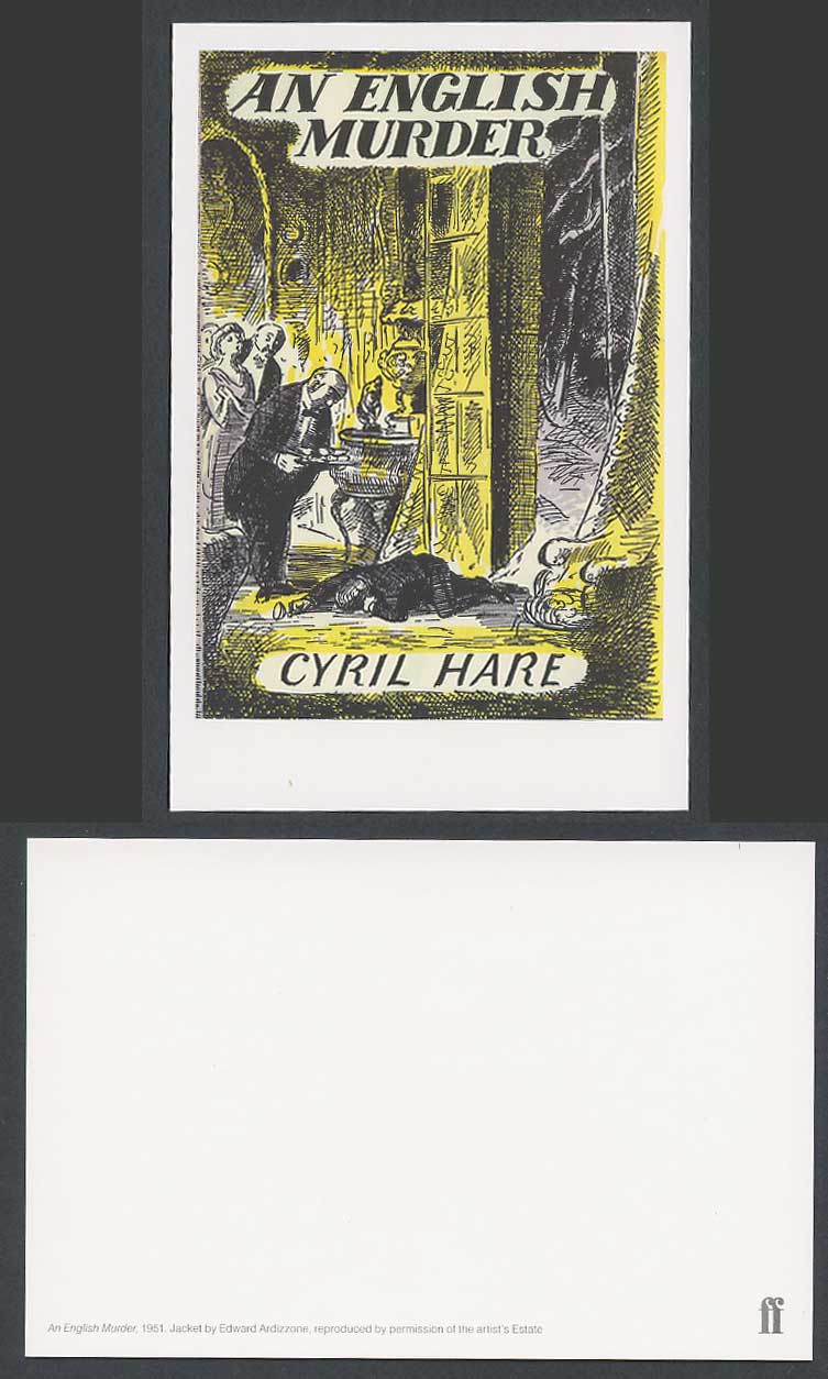 Faber Book Cover Postcard AN ENGLISH MURDER, 1951, Cyril Hare, Edward Ardizzone