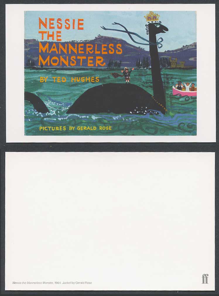 Faber Book Cover Postcard NESSIE THE MANNERLESS MONSTER by Ted Hughes, Loch Ness