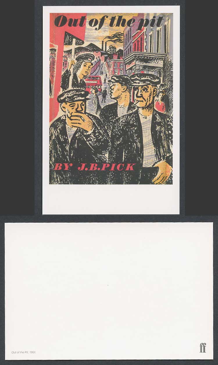 Faber Book Cover Postcard OUT OF THE PIT by J.B. Pick 1951 Red Double Decker Bus