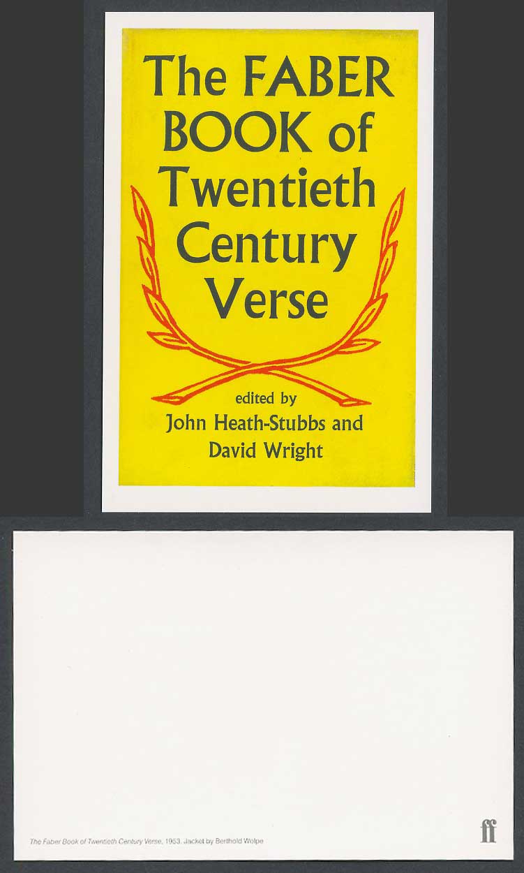 Faber Book Cover Postcard Faber Book 20th Century Verse, John Heath-Stubbs, 1953
