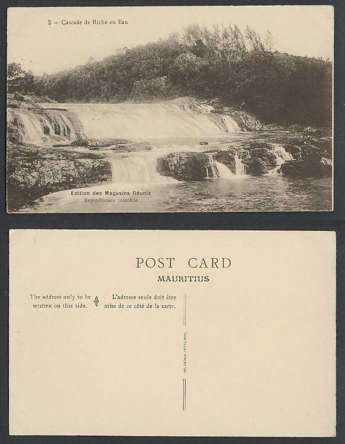 Mauritius Old Postcard Cascade de Riche en Eau Waterfall Water Fall Cascades N.2