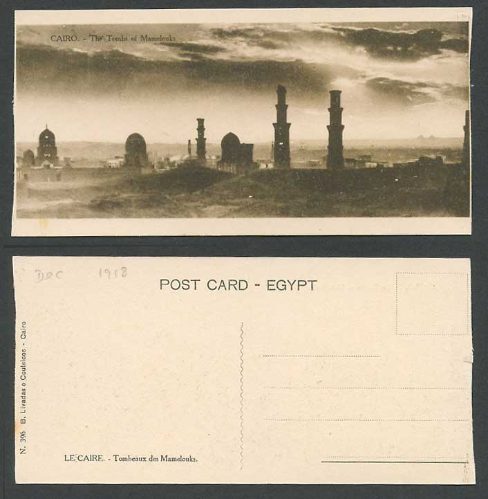 Egypt 1918 Old Postcard Cairo Tombs of Mamelouks, Tombeaux Caire, Bookmark Style