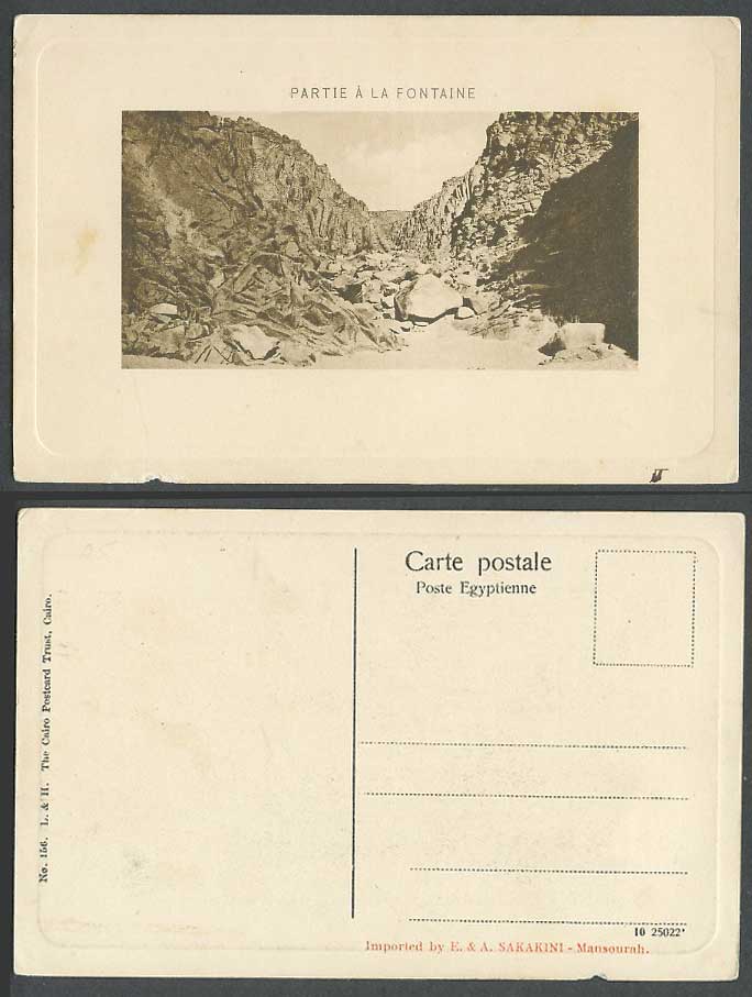 Egypt Old Postcard Embossed Partie a la Fontaine Fountain Gorges Rocks L & H 156