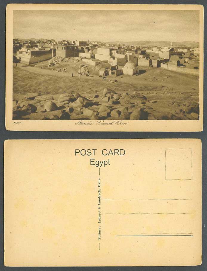 Egypt Old Sepia Postcard Assuan General View Panorama Assouan Aswan L. & L. 1540