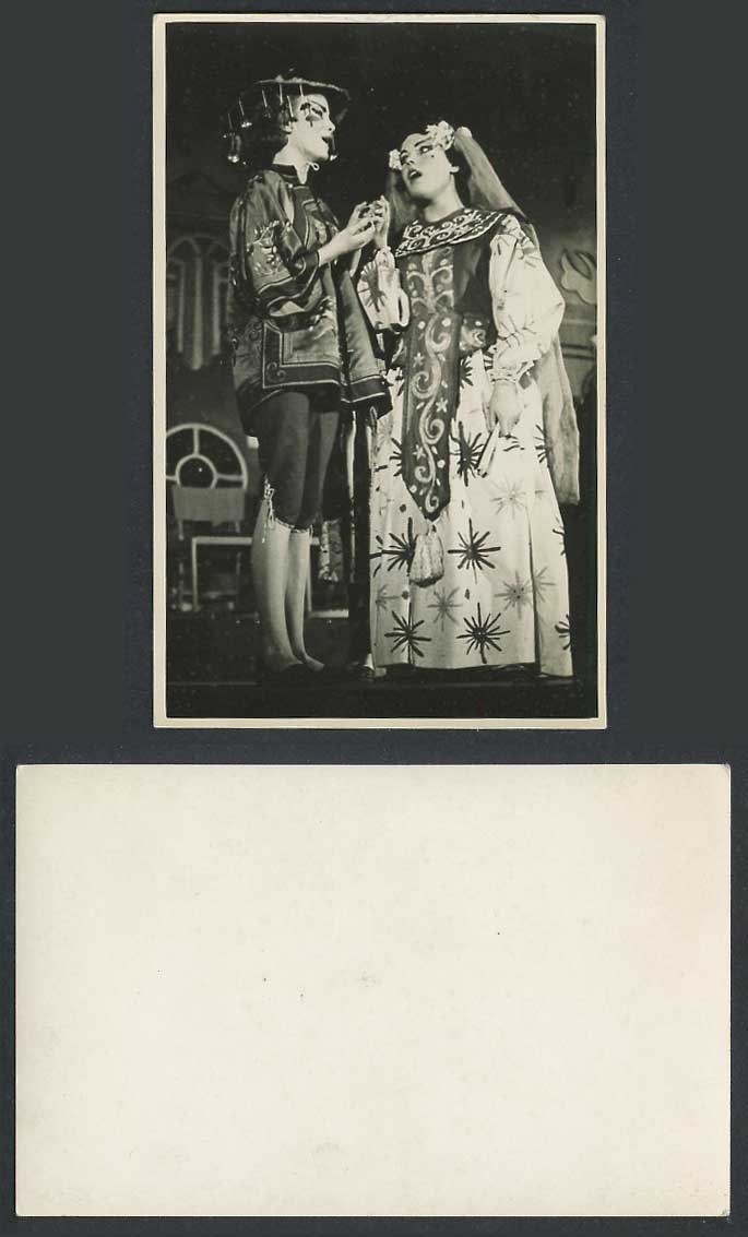 Stage Actor Actress Singing Chinese Traditional Costumes Old Real Photo Postcard