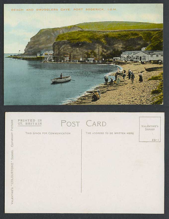 Isle of Man Old Postcard Beach Smugglers Cave Port Soderick Boat Farm Restaurant