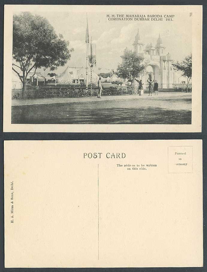 India H.H. Maharaja Baroda Camp, Gate, Coronation Durbar Delhi 1911 Old Postcard