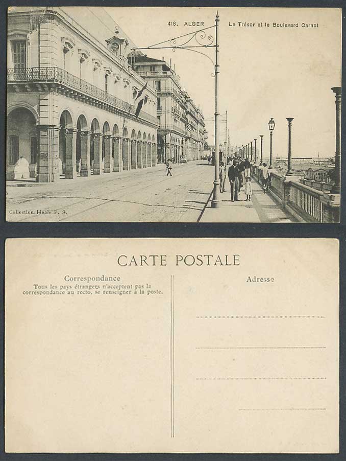 Algeria Old Postcard Algiers Alger Le Tresor et la Boulevard Carnot Street Scene