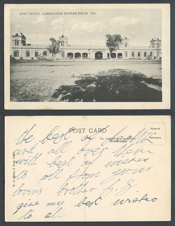 India, POST OFFICE Coronation Durbar Delhi 1911 Old Postcard King George 5th KG5