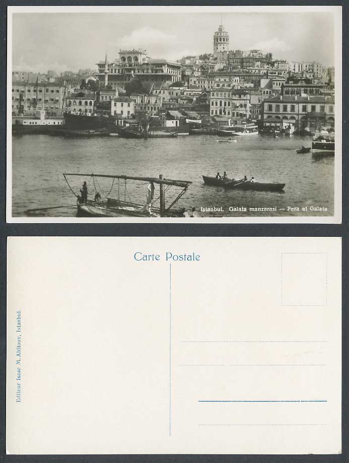 Turkey Old Real Photo Postcard Istanbul, Galata manzarasi, Pera et Galata, Boats