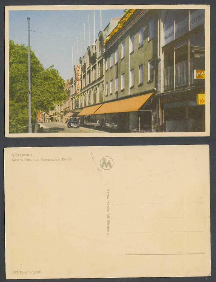 Sweden Old Colour Postcard Goteborg Meeths Varuhus Kungsgatan 35-39 Street Scene