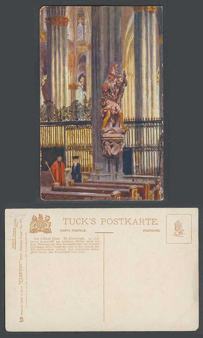 Germany Old Tuck's Oil. Postcard Cologne Cathedral Der Koelner Dom St. Christoph