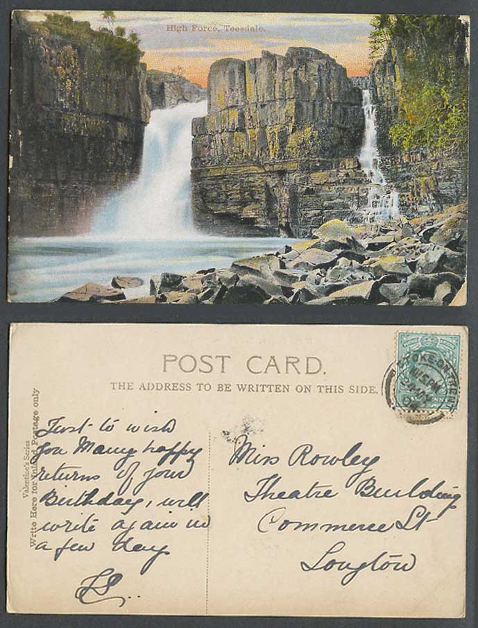 Teesdale High Force Waterfalls Water Falls Rocks Durham 1904 Old Colour Postcard