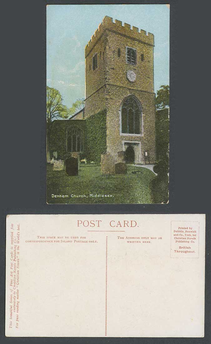 Denham Church, Middlesex, Clock Tower Churchyard Clock Tower Old Colour Postcard