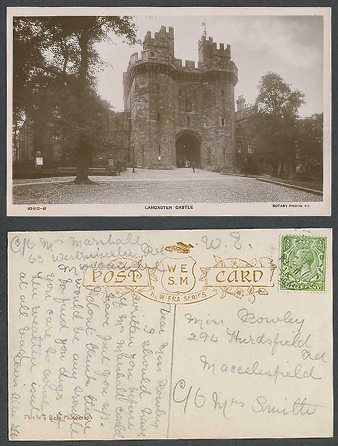 Lancaster Castle, Entrance Gate & Towers Lancashire 1915 Old Real Photo Postcard