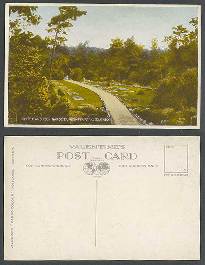 Southport, Hesketh Park, Carpet and Rock Gardens, Lancashire Old Colour Postcard