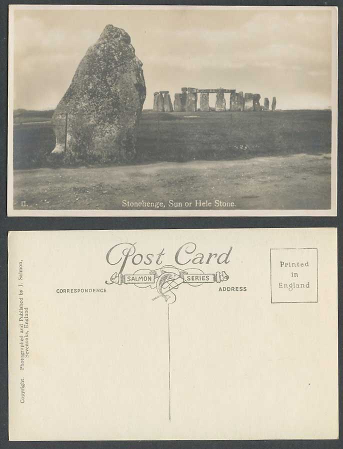Stonehenge Sun or Hele Stone Wiltshire Old Real Photo Postcard Stones Rock Rocks