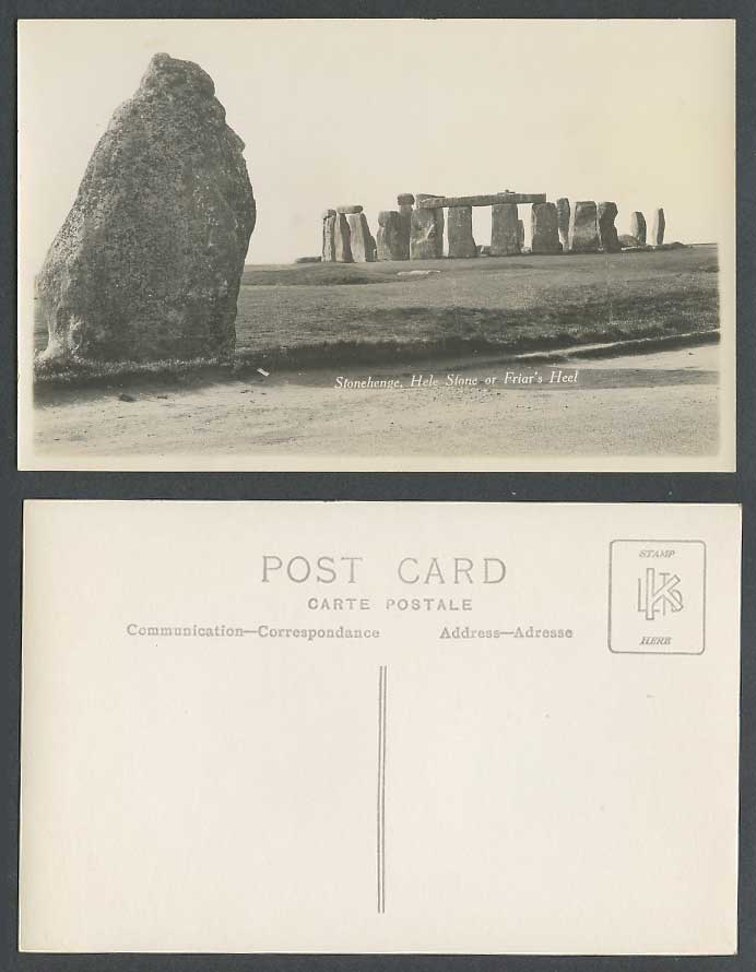 Stonehenge, Hele Stone, Friar's Heel Salisbury Wiltshire Old Real Photo Postcard