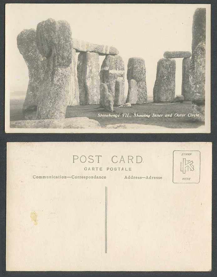 Stonehenge VII. Showing Inner and Outer Circle Salisbury Old Real Photo Postcard