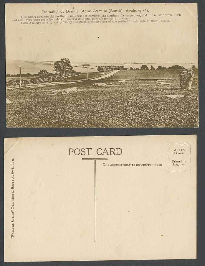 Avebury Remains of Druids Stone Avenue South Wiltshire Street Scene Old Postcard