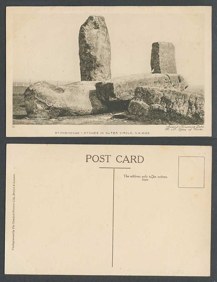Stonehenge Stones in Outer Circle N.W. Side nr. Salisbury Wiltshire Old Postcard