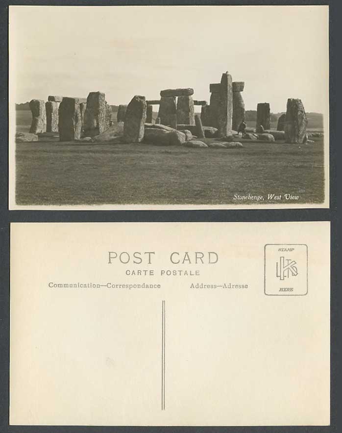 Stonehenge West View on Salisbury Plain Wiltshire Old Real Photo Postcard Stones