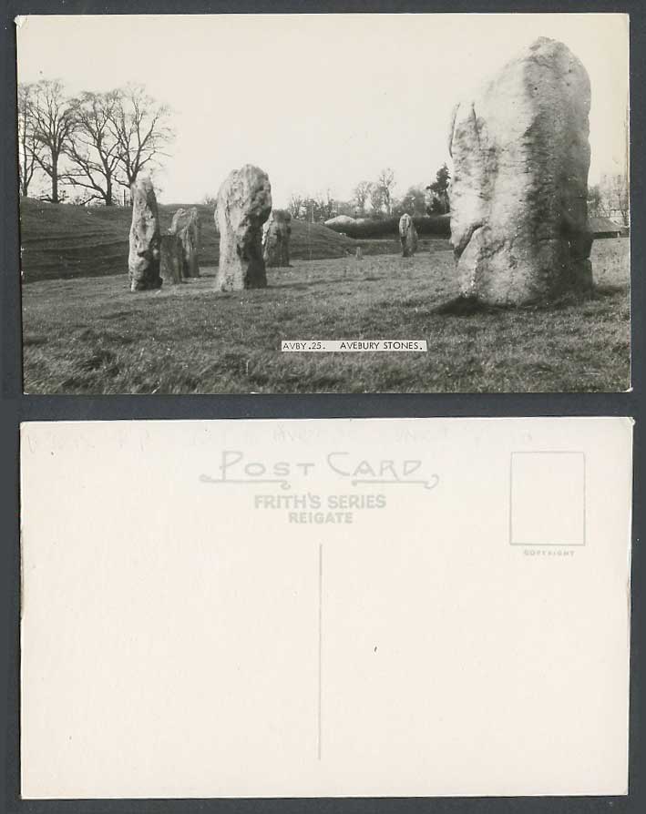 Avebury Stones, Rocks, Wiltshire Old Real Photo Postcard Frith's Series AVBY. 25