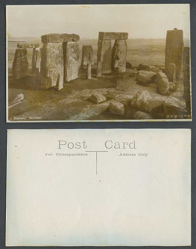 Stonehenge, Trilithons, Salisbury Plain Wiltshire Stones Old Real Photo Postcard