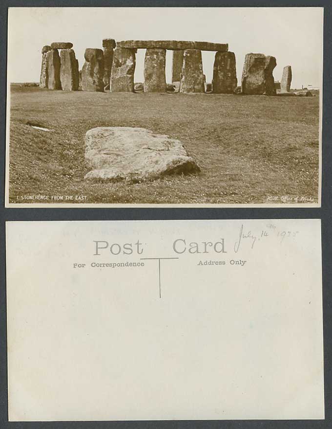 Stonehenge from East Salisbury Plain Wiltshire Old Postcard H M Office of Work 1