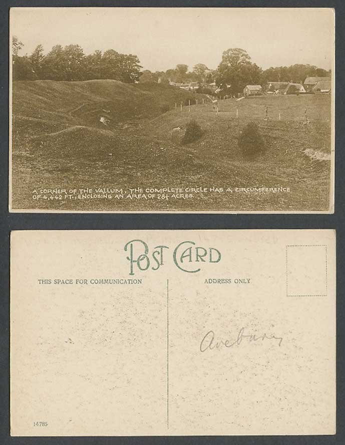 Avebury Stones, Vallum Corner, Complete Circle Circumference 4442ft Old Postcard