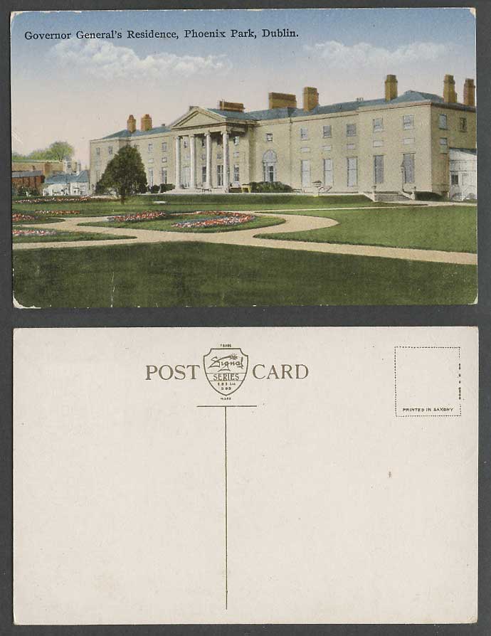 Ireland Dublin Old Postcard Governor General's Residence, Phoenix Park, Gardens
