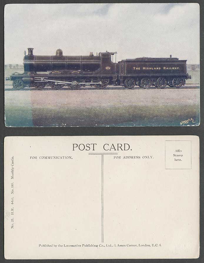 The Highland Railway, Murthly Castle, Locomotive Engine Train 4-6-0 Old Postcard