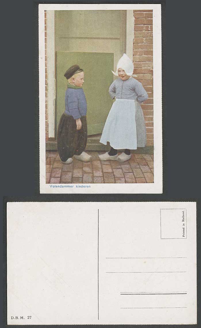 Netherlands Volendam Old Postcard Volendammer Kinderen, Dutch Children, Boy Girl