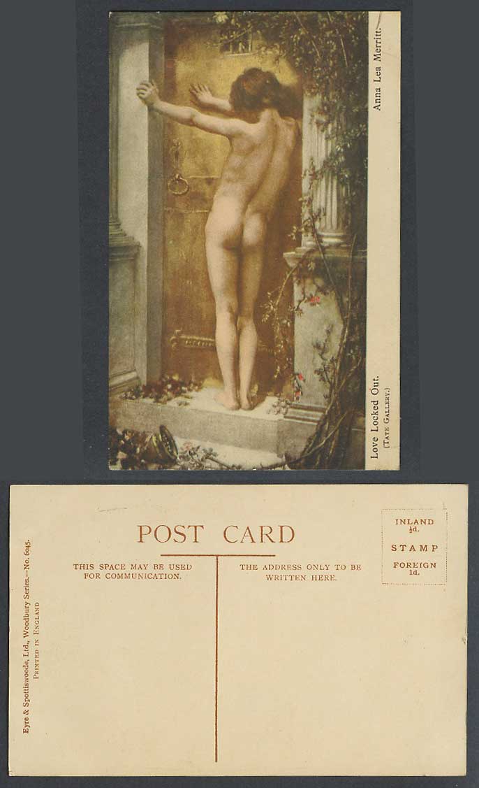 Anna Lea Merritt, Love Locked Out, Tate Gallery London Artist Drawn Old Postcard